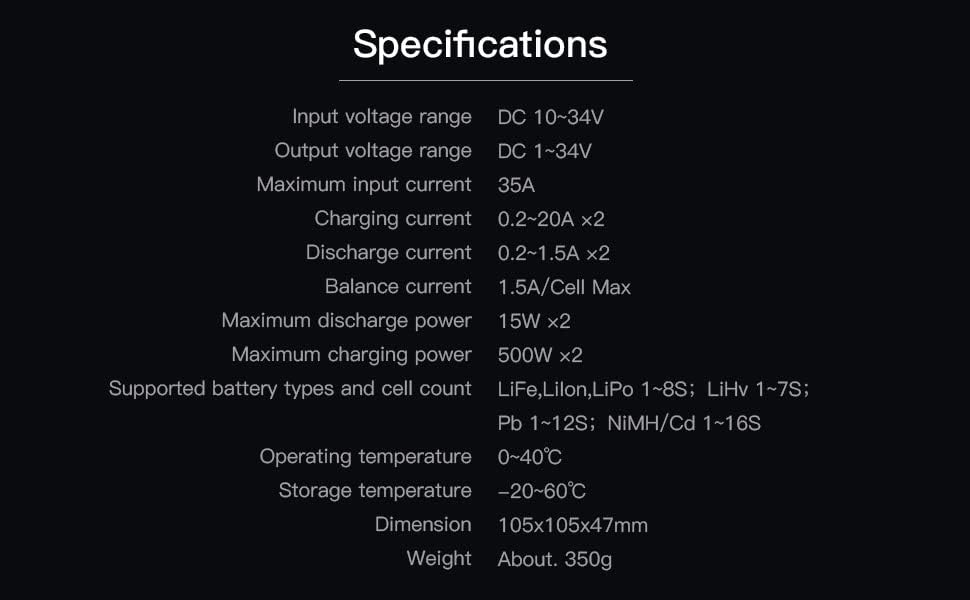 ISDT P20 Lipo snellader, DC 500WX2 20A Dual Smart oplader voor Life, LiIon, LiPo (1-8S)/LiHv (1-70S)/Pb (1-12S); NiMH/Cd(1-16S) accu's