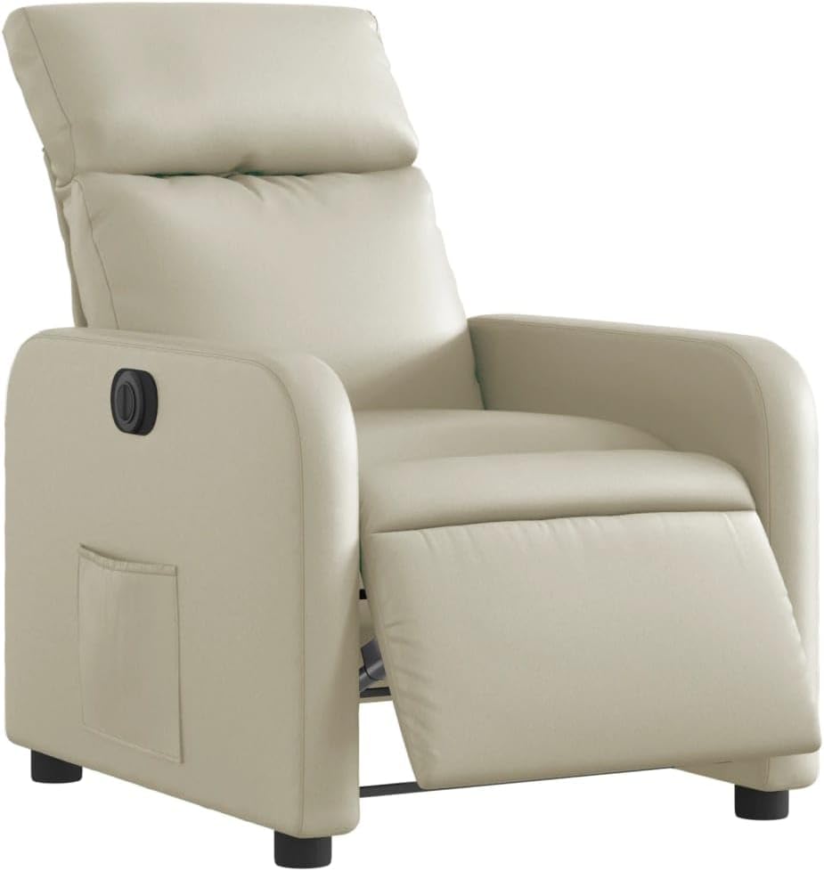 Elektrisch Verstelbare Fauteuil – Relaxstoel – Leren Stoel – Elektrische Relaxfauteuil – Kunstleer Fauteuil – 135 Graden Verstelling – Crèmekleurig Kunstleer