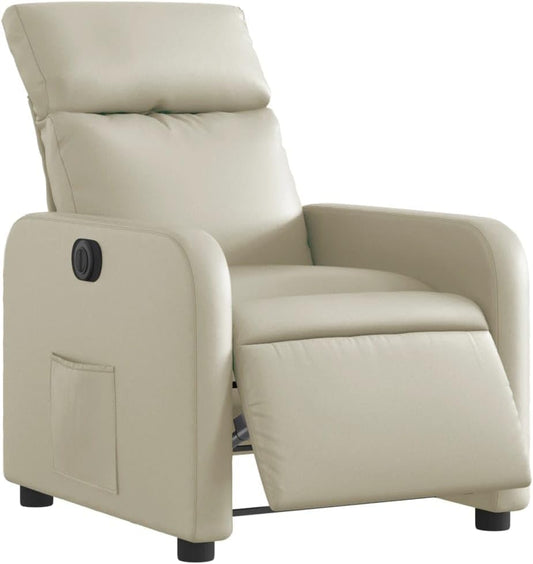 Elektrisch Verstelbare Fauteuil – Relaxstoel – Leren Stoel – Elektrische Relaxfauteuil – Kunstleer Fauteuil – 135 Graden Verstelling – Crèmekleurig Kunstleer