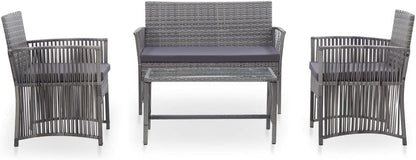 vidaXL Lounge Set with Cushions 4-Piece Garden Set Furniture Set Garden Outdoor Set Garden Furniture Garden Furniture Set Lounge Furniture Lounge Set Poly Rattan Anthracite - QUORE