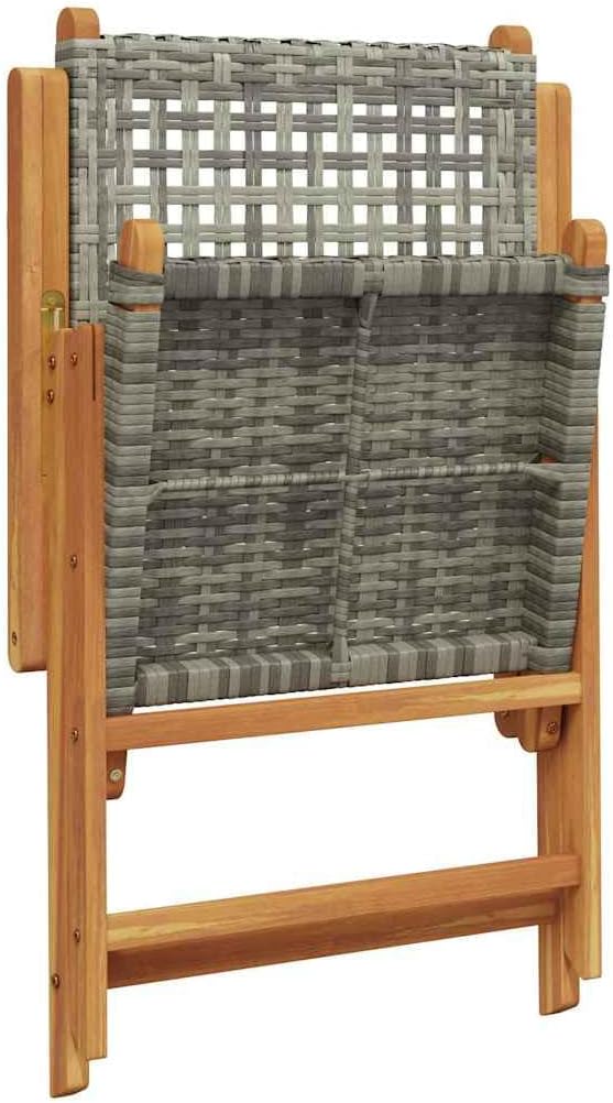 vidaXL Garden chairs 6 pcs adjustable poly rattan and solid wood grey, folding garden chair, patio chair, lounge chair, garden chair, lounge chair garden - QUORE