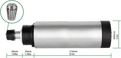 CNC-spindelmotorset, 220 V, 2,2 kW, Φ80 mm, CNC-motor, luchtgekoeld, spindel + 2,2 kW VFD + Φ80 mm klemhouder + ER20-kraag + boorbits + draden voor CNC-routermachine