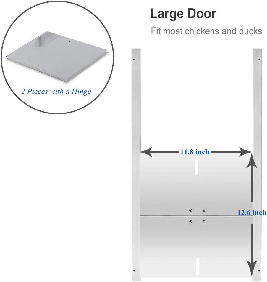 JVR Automatic chicken coop door opener with timer, programmable, aluminum chicken doors, electric run automatic chicken door automatic opener, actuator motor, safety function