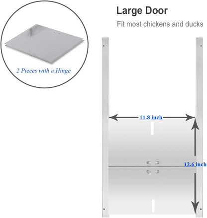 JVR Automatic chicken coop door opener with timer, programmable, aluminum chicken doors, electric run automatic chicken door automatic opener, actuator motor, safety function