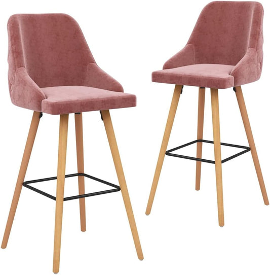 vidaXL 2x Barstoel Barkruk Kruk Stoel Zitstoel Cafestoel Eetstoel Zetel Barstoelen Barkrukken Zitmeubel Barmeubel Meubel Krukken Fluweel Roze