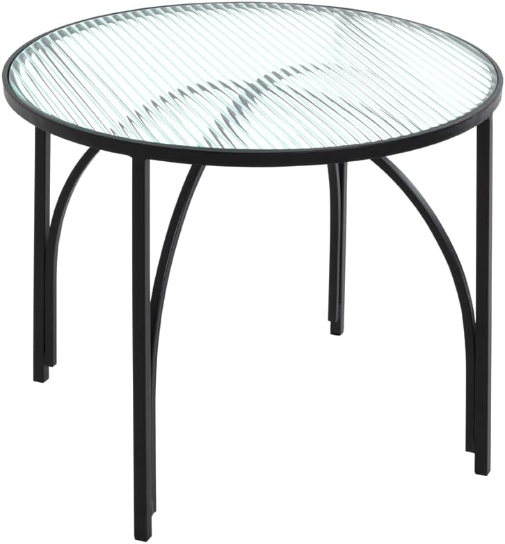HAKU Bijzettafel zwart, Metaal, veiligheidsglas - Maat: H 40 cm x Ø 50 cm, Stijl: Modern