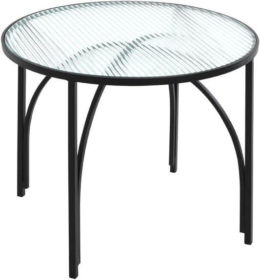 HAKU Bijzettafel zwart, Metaal, veiligheidsglas - Maat: H 40 cm x Ø 50 cm, Stijl: Modern