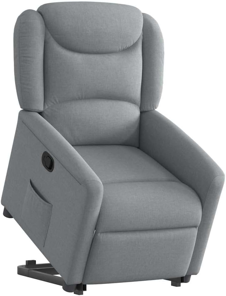 Relaxstoel Met Opstahulp – TV-Stoel – Ligstoel – Verstelbare Fauteuil – Comfortstoel – Elektrische Opstahulp – Handmatige Ligfunctie – Lichtgrijs Stof