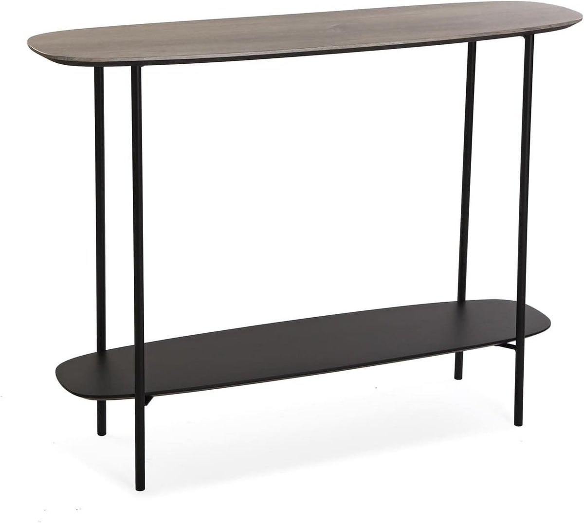 Versa Salem Smalle hal of vestibule Entree hal meubilair, Console Tafel, met onderste plank, Afmetingen (H x B x H) 75 x 30 x 100 cm, Hout en metaal, Kleur Bruin en Zwart