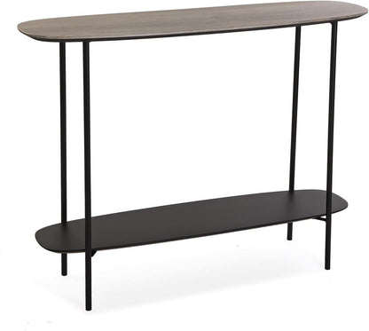 Versa Salem Smalle hal of vestibule Entree hal meubilair, Console Tafel, met onderste plank, Afmetingen (H x B x H) 75 x 30 x 100 cm, Hout en metaal, Kleur Bruin en Zwart