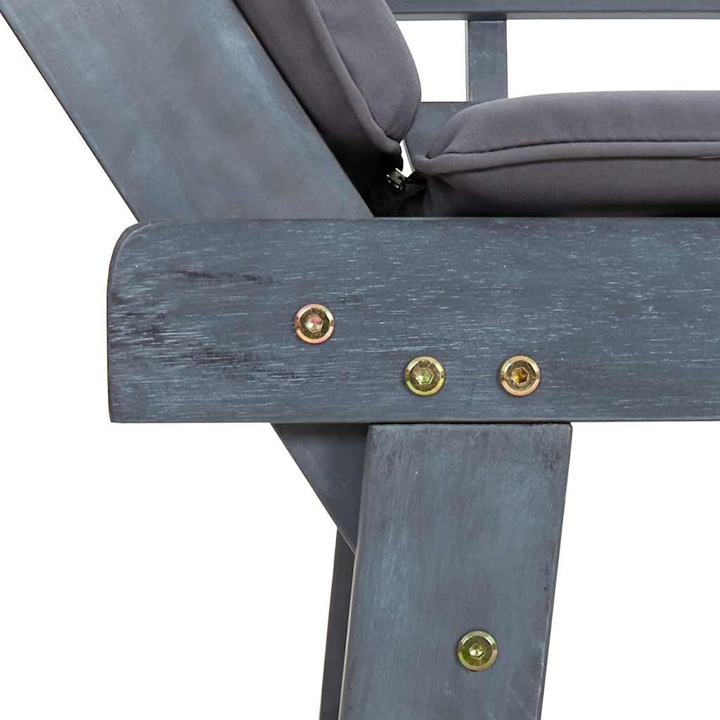 vidaXL Garden bench with cushions 2-in-1 190 cm solid acacia wood grey