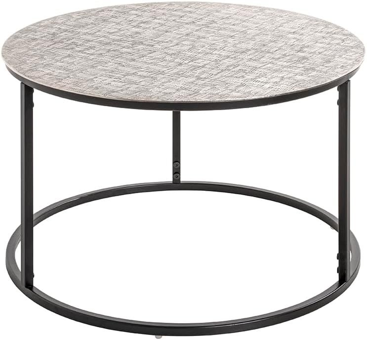 HAKU Bijzettafel zwart, zilver, metaal - Maat: H 37 cm x Ø 59 cm, Stijl: Modern
