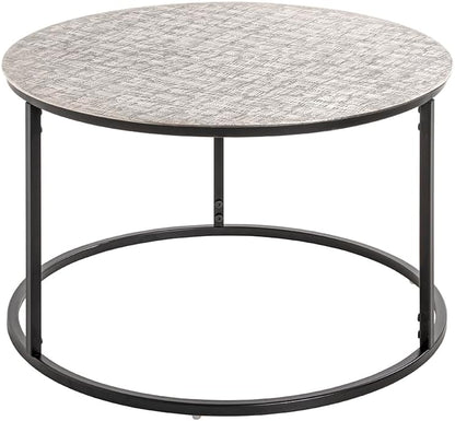 HAKU Bijzettafel zwart, zilver, metaal - Maat: H 37 cm x Ø 59 cm, Stijl: Modern