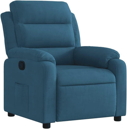 Relaxstoel – Fauteuil – TV-Stoel – Ligstoel – Loungestoel – Blauw Fluweel – Handmatig Kantelsysteem – Verstelbare Rugleuning tot 135°