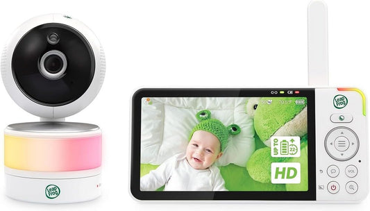 LeapFrog LF915 babymonitor met camera, nachtnachtzicht, 5 inch HD 720p display, 360 graden pan-tilt, 8x zoom, nachtlampje, vochtigheid/temperatuursensor, tot 300 m bereik, twee-weg spreken