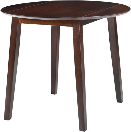 Inklapbare Ronde Eettafel – Opklapbare Tafel – Uitklapbare Keukentafel – Compacte Eettafel – MDF Tafel – Bruin – Ø 90 cm – Rubberwood Poten