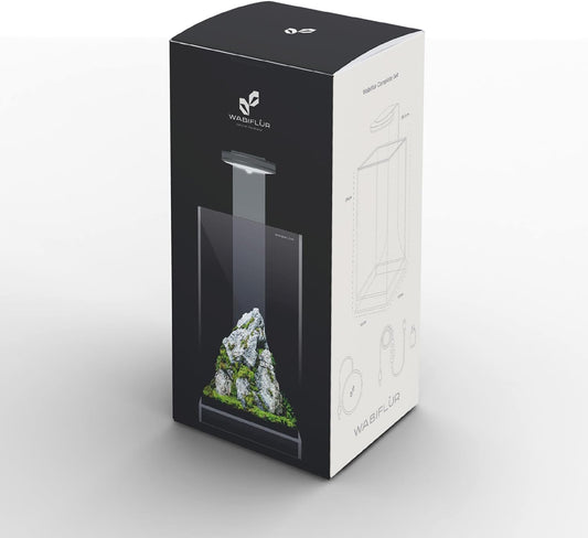 Terrarium van extra helder glas met geïntegreerde led, elegant design voor natuurlijke ecosystemen en watertuinen, afmetingen 15 x 15 x 25 cm (h x b x h)
