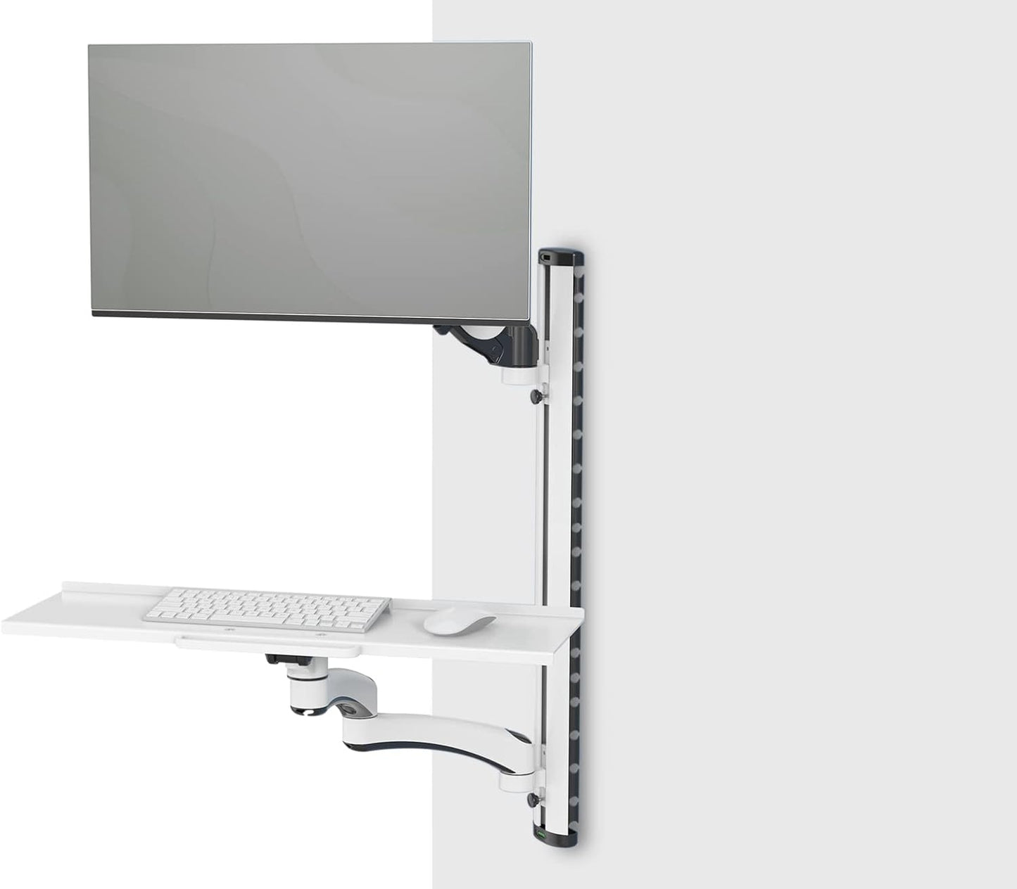 DIGITUS Sta-/zitwerkplek - Monitorbevestiging & plank - Wandmontage - 1x gasdrukveer 1x dubbele scharnierarm - 1 monitor - Tot 27 inch - VESA 75x75, 100x100 - Zwart