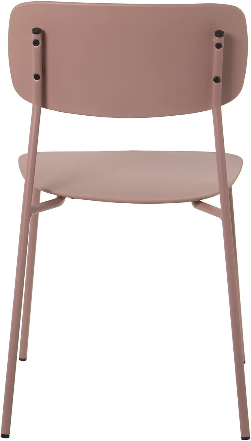 DRW Set van 4 stoelen van polypropyleen en metaal in roze, 43 x 48 x 78 cm, zithoogte 44 cm