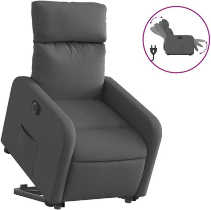 Relaxstoel Met opstahulp – Elektrische Relaxstoel – TV-stoel – Ligstoel – Elektrische Relaxfauteuil – Donkergrijs – Ademend Stof – Elektrisch Kantelsysteem tot 135°