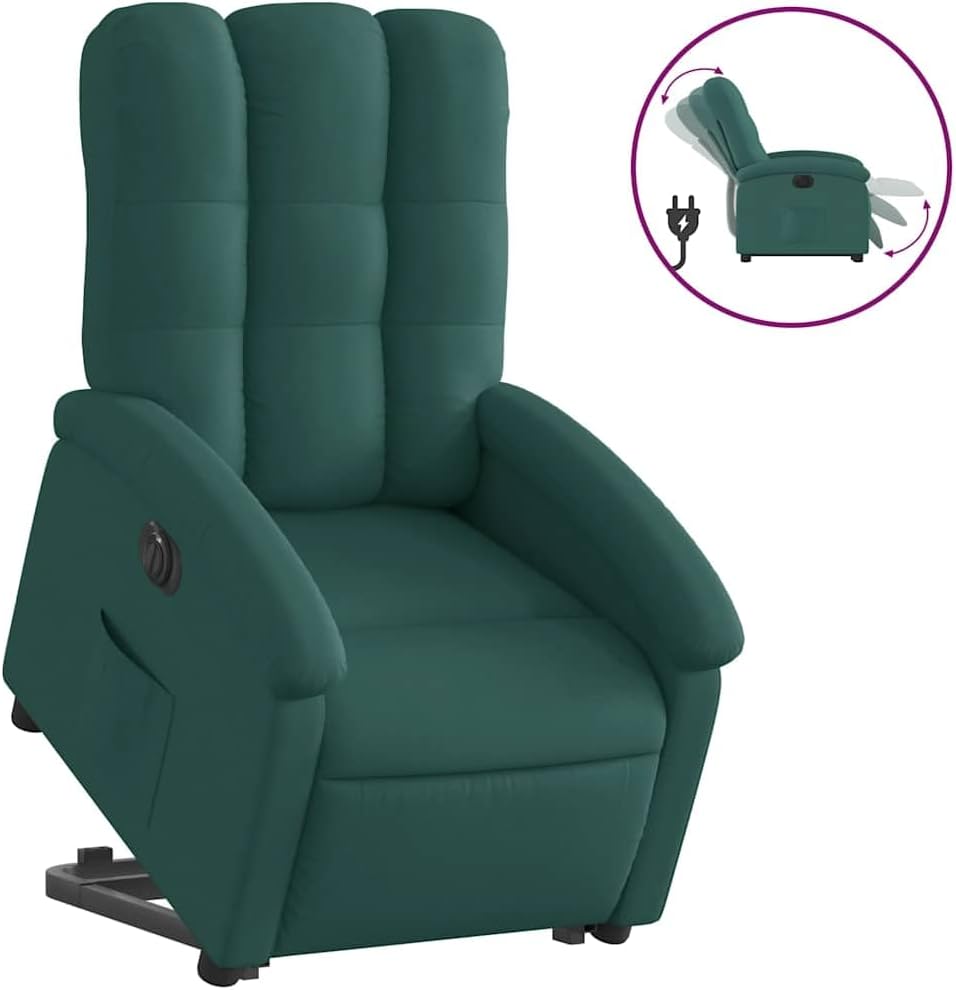 Relaxstoel – Elektrische Relaxstoel – Opstahulp Stoel – Tv-Stoel – Ligstoel – Donkergroene Stof – Elektrisch Kantelsysteem – Max 135° Ligfunctie