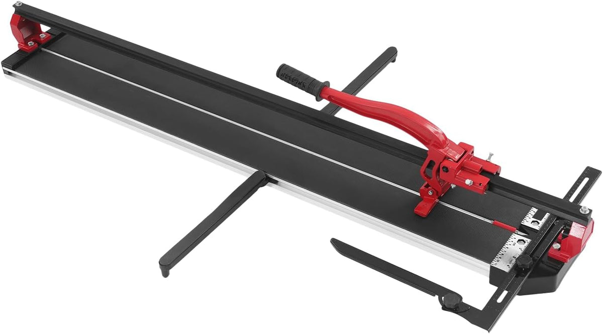 OUKANING Manual Tile Cutter with Non-Slip for Precise Cuts up to 15 mm Thickness, Ball Bearing Sliding Head for Fast Grooves and Straight Cuts, for Ceramic, Porcelain (Red, 120 cm) - QUORE