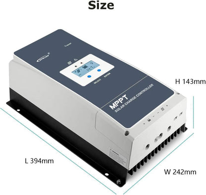 EPEVER 100A MPPT Solar Charge Controller 12V/24V/36V/48V met LCD Display, Open Circuit Voltage tot 150V voor Verzegeld, GEL, Overvloed en Gebruiker Tracer 10415AN