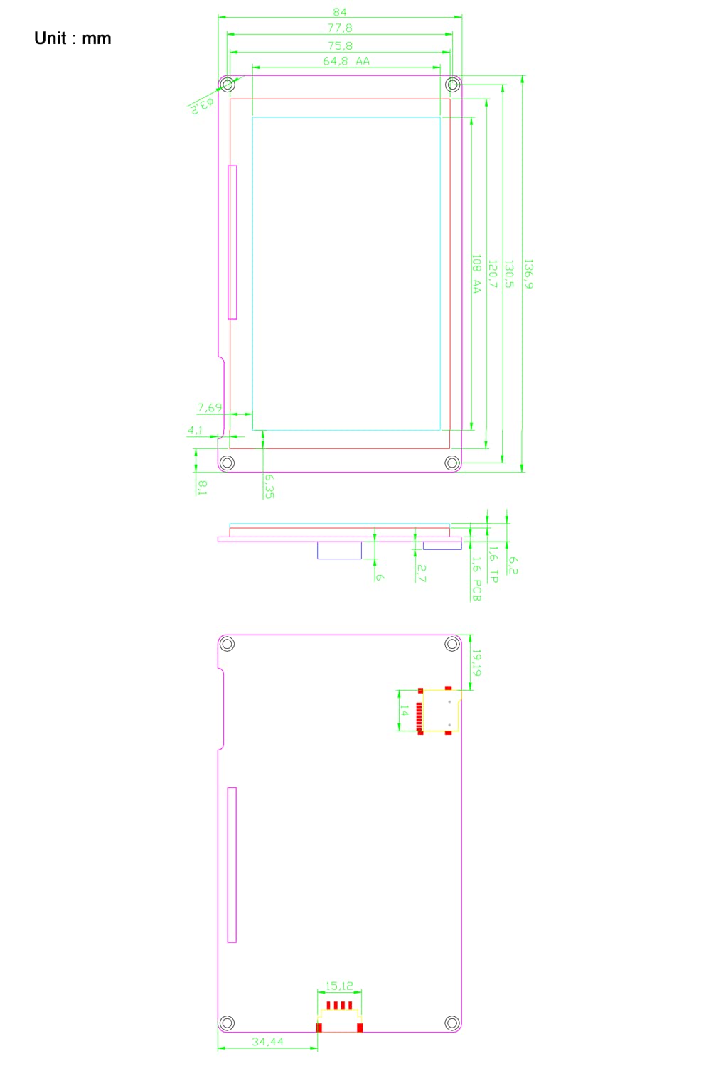 Nextion Display Intelligent NX8048P050-011C Intelligent 5 inch capacitief touchscreen 800 x 480 Seriële LCD TFT HMI weergavemodule NX8048P050-011C ondersteunt audio