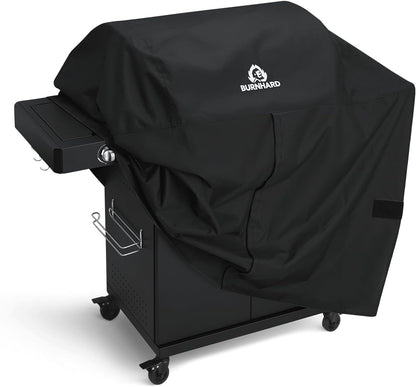 BURNHARD 3 Burners Gas Barbecue FRED Deluxe BLACK Series 3 incl. Rear Burner, Ceramic 900 °C Infrared Burner, Side Cooker, Cast Iron Grill Grate + Folding Side Tables - QUORE