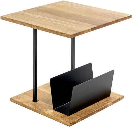 HAKU Bijzettafel eiken, zwart, Massief hout, metaal - Maat: B 45 cm x H 45 cm x D 45 cm, Stijl: Modern