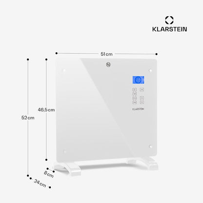 Elektrische verwarming – Convectorverwarming – Convector – Elektrische radiator – Mobiele verwarming – 1000 W – Instelbare thermostaat met weektimer