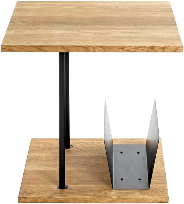 HAKU Bijzettafel eiken, zwart, Massief hout, metaal - Maat: B 45 cm x H 45 cm x D 45 cm, Stijl: Modern