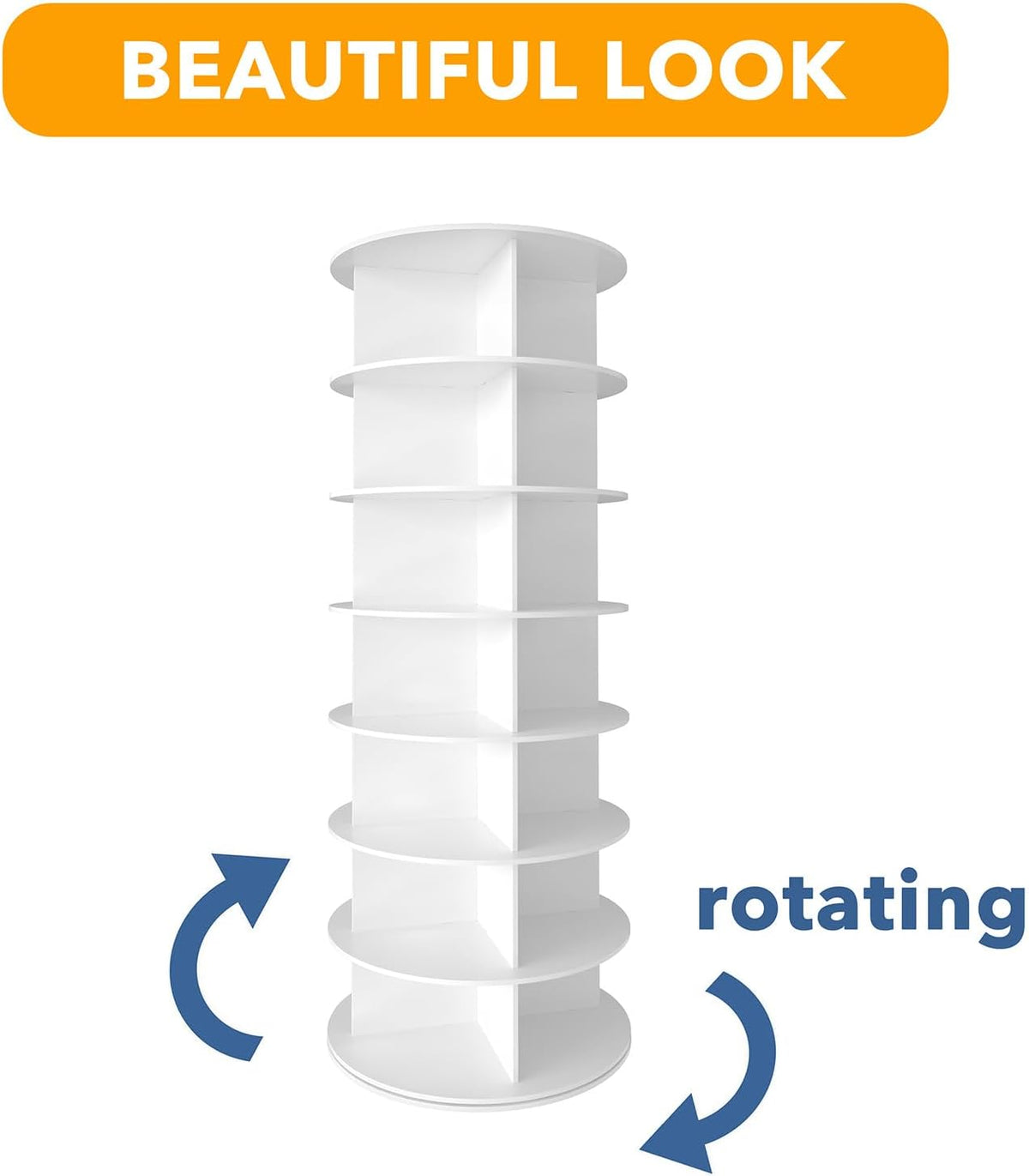 SpaceAid Roterende toren, schoenenrek met 7 niveaus, draaiend schoenendisplay Lazy Susan, 360 draaibaar schoenenrek, opslag, ronde carrousel, verticale kastorganizer voor handtassen en schoenen (7