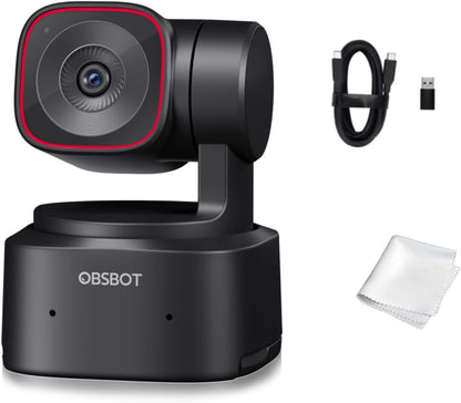 OBSBOT Tiny 2 Lite, PTZ 4K Webcam 1080P @60fps HDR, pc-camera met 4x digitale zoom, KI-tracking, microfoon, 1/2 inch sensor, gebarenbediening, autofocus, USB2.0, plug & play, voor pc, conferenties,