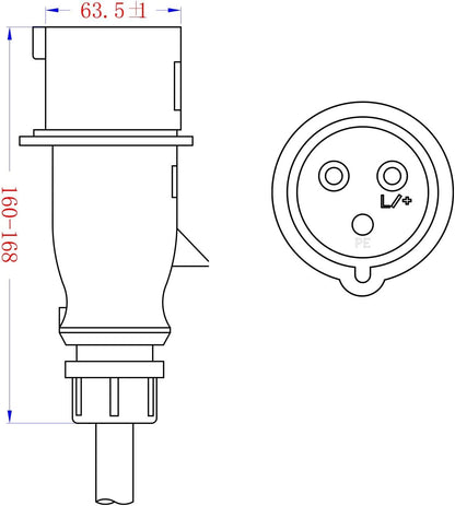 Mobile Wallbox 7 kW oplaadkabel voor elektrische auto's CEE 32 A naar type 2, Schuko eenfasig 5 m, 8-32 A oplader voor elektrische auto's met digitaal display