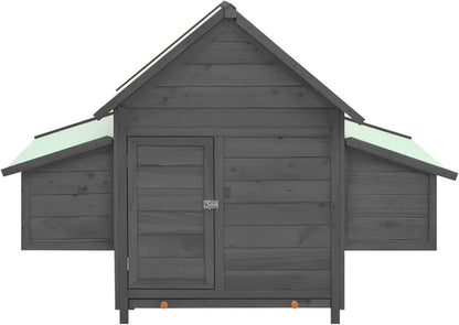 BaraSh Chicken Coop Grey and White 152 x 96 x 110 cm Solid Spruce Chicken Coop and Cages Chicken Coop for Outdoor Chickens (SPU: 171460) - QUORE