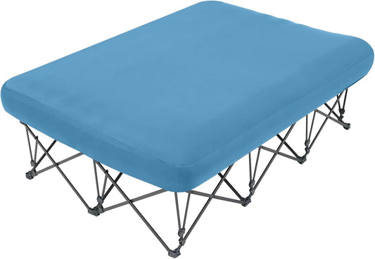 KAMPKEEPER Camping Cot, Opvouwbare Camping Cot met Opblaasbare Luchtmatras en Draagtas, voor Outdoor Travel Camp Beach Vakantie, Ondersteunt 500 lbs (niet inbegrepen de Airpump) -Queen