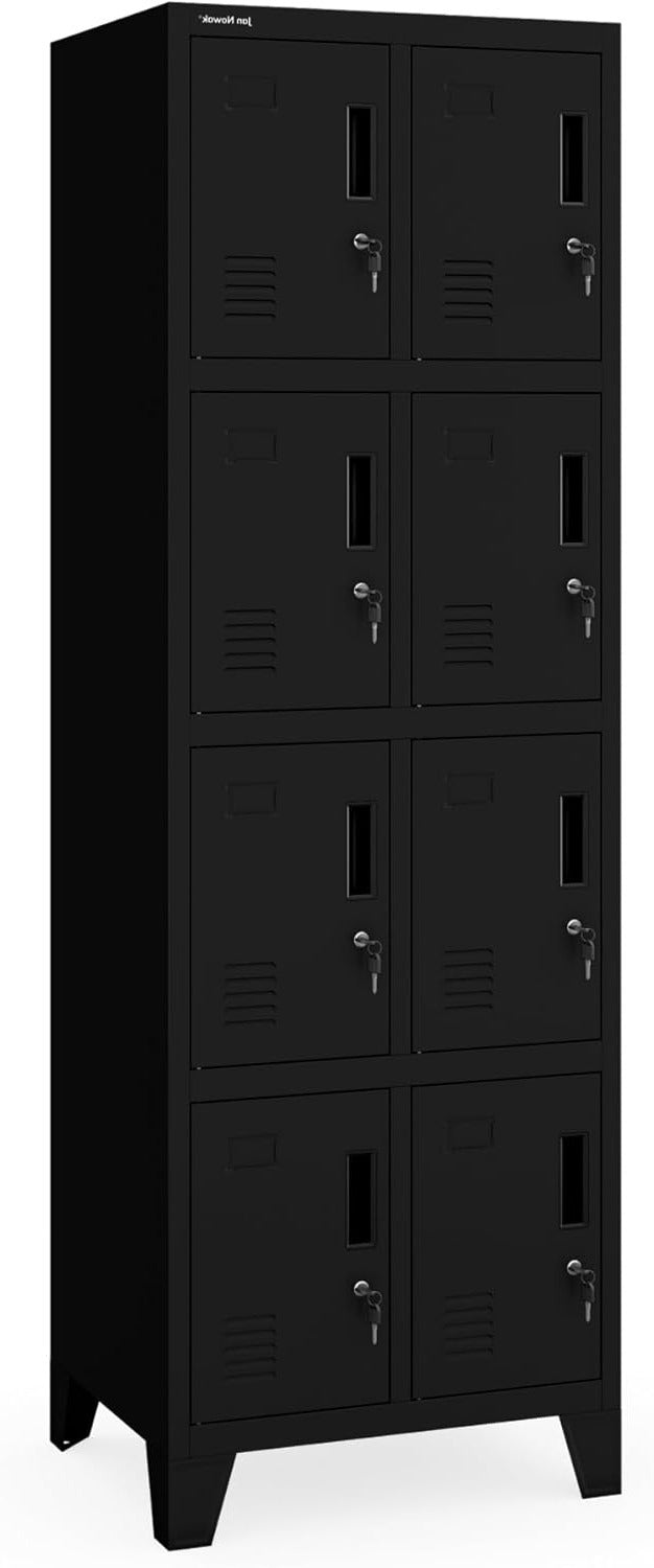 Jan Nowak metalen school locker met 8 afzonderlijke vakken afsluitbare spindkast voor school en kleedruimte met ventilatie etikethouders en sloten compacte lockerkast 172 x 56 x 45 cm - QUORE