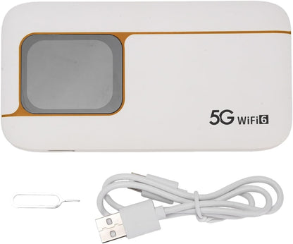 Ejoyous 5G Mobiele Hotspot, Draagbare WiFi-hotspot IP67 Waterdicht 7100 MAh WIFI6 2,4 GHz / 5,8 GHz 16 Apparaten met Simkaartsleuf, voor Reizen Thuis Gamen