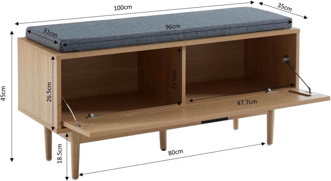 BAÏTA - Schoenenbank Amana van rotan, 100 cm