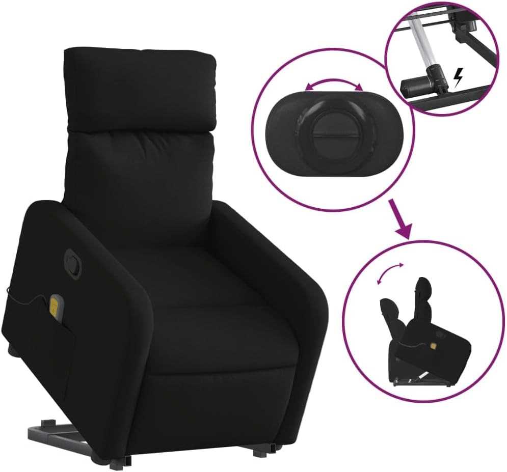 Massage chair with folding black fabric, relax chair, relax chair, reclining chair, electric relax chair, relax chair - QUORE