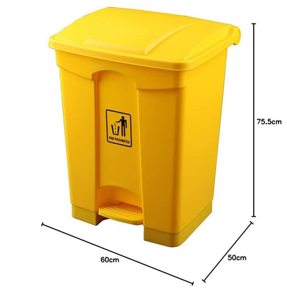 OFITURIA® Afvalemmer met pedaalbak voor afvalcontainer van polyethyleen, veelzijdig bruikbaar, inhoud: 68 l, geel