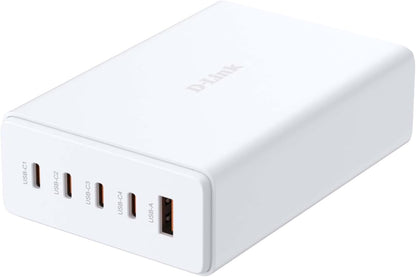 D-Link DCF-241 GaN 240W Oplader, USB-laadstation, 5 poorten (4 x USB‑C), PD 3.1, QC 4.0/3.0, compact