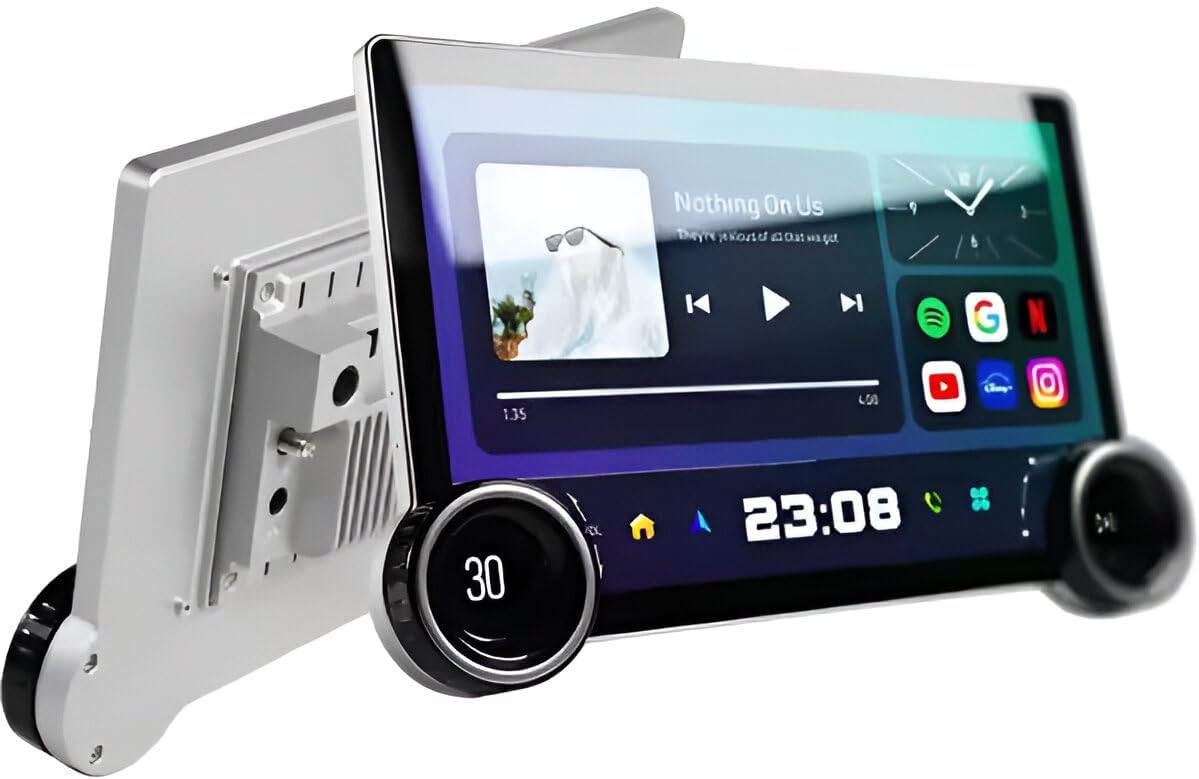 AudioTune Autoradio, 10,1 inch met Android 13 display, Apple Carplay Android auto, draadloos, stereo, bluetooth radio, autodisplay, autodisplay, automonitor, met navigator + FM-handgrepen, USB