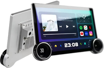 AudioTune Autoradio, 10,1 inch met Android 13 display, Apple Carplay Android auto, draadloos, stereo, bluetooth radio, autodisplay, autodisplay, automonitor, met navigator + FM-handgrepen, USB
