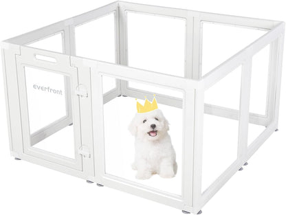Transparante acryl plastic hondenren binnen, voor puppy, kat, konijn, huisdierpen, transparant, eenvoudig te monteren, opvouwbare werpbox kratkennelbehuizing, hek voor kleine en middelgrote