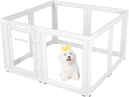 Transparante acryl plastic hondenren binnen, voor puppy, kat, konijn, huisdierpen, transparant, eenvoudig te monteren, opvouwbare werpbox kratkennelbehuizing, hek voor kleine en middelgrote