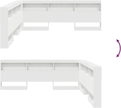 Gecheer Storage Headboard with Memory Headboard White 200cm Wood Material Headboard for Box Spring Bed Bedroom Hotel Design - QUORE