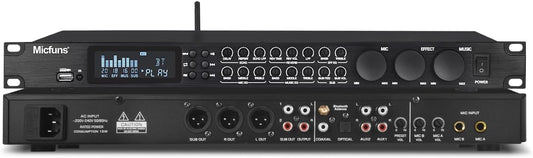 Digitale Karaoke-Audioprocessor – Voorversterker – Karaoke Effector – Echo Processor – Audio Processor – Voor Karaoke En Live Gebruik – Anti-Feedback Technologie – Bluetooth, USB, MP3 En Optische Ingang