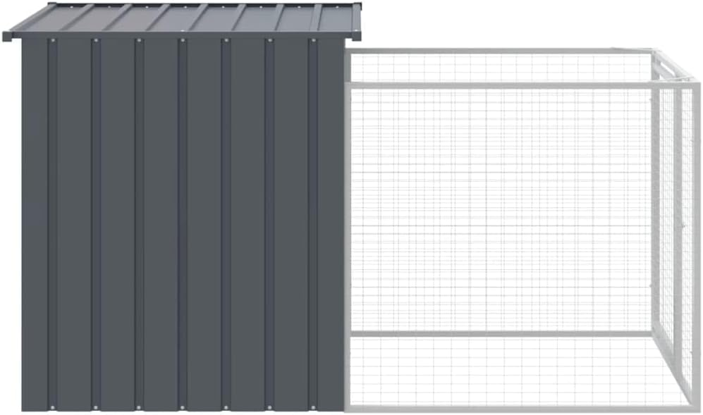 vidaXL Dog house with roof 110x201x110 cm galvanized steel anthracite